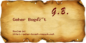Geher Bogát névjegykártya